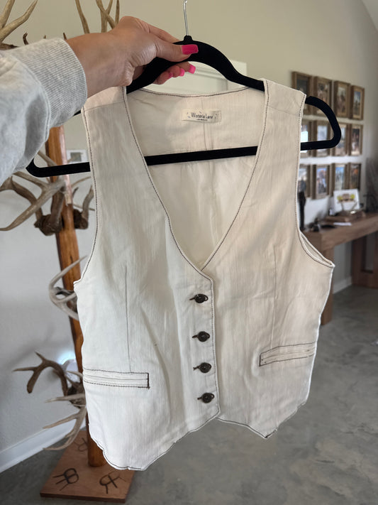 White Denim Vest
